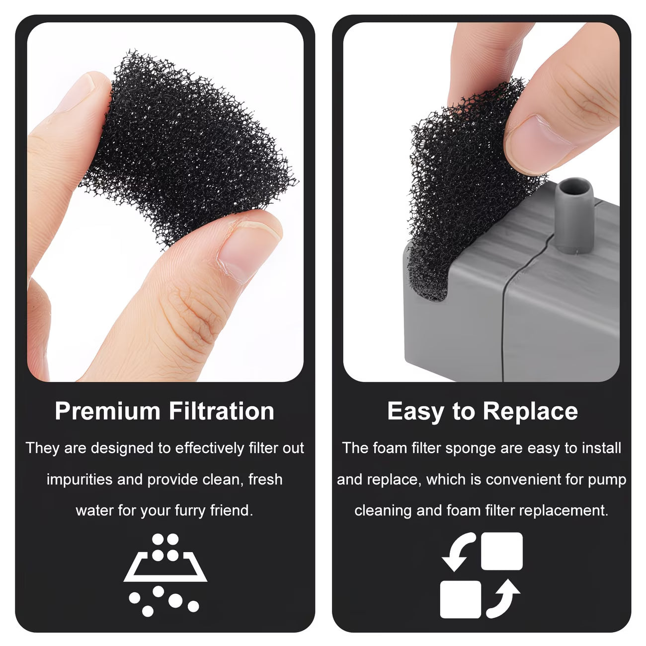 Pet Water Fountain Replacement Foam Filters, Pre-Filter Pads (10, 20, 30 Pack)