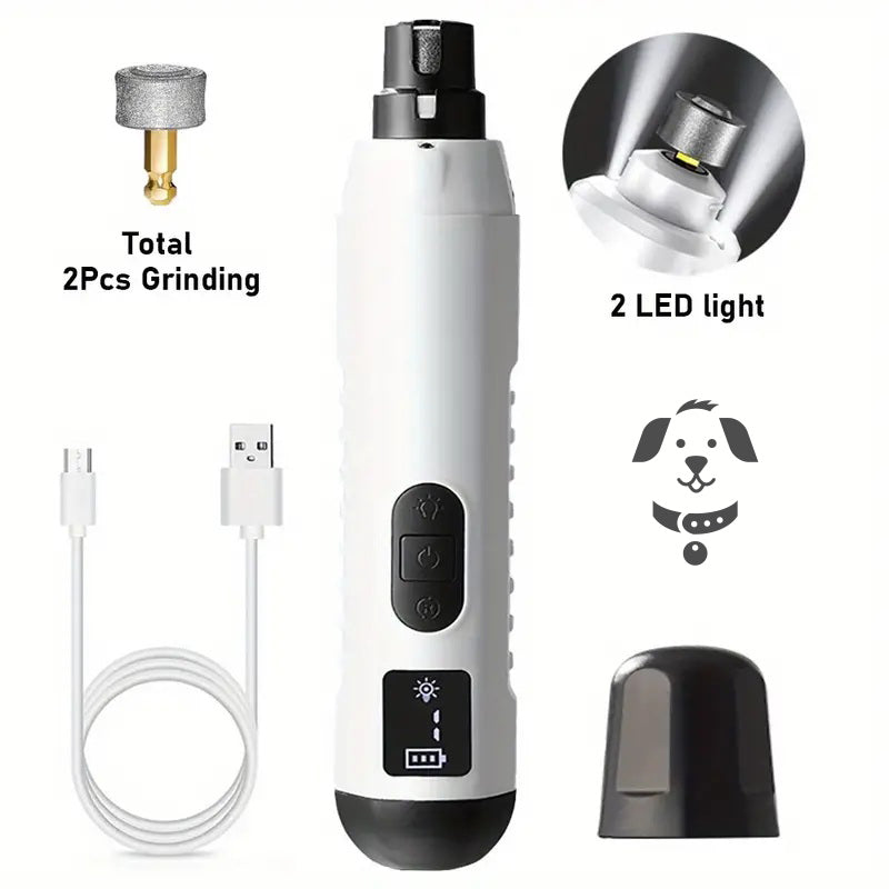 5-Speed USB Pet Nail Grinder with Dual LED Lights