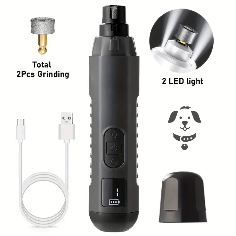 5-Speed USB Pet Nail Grinder with Dual LED Lights