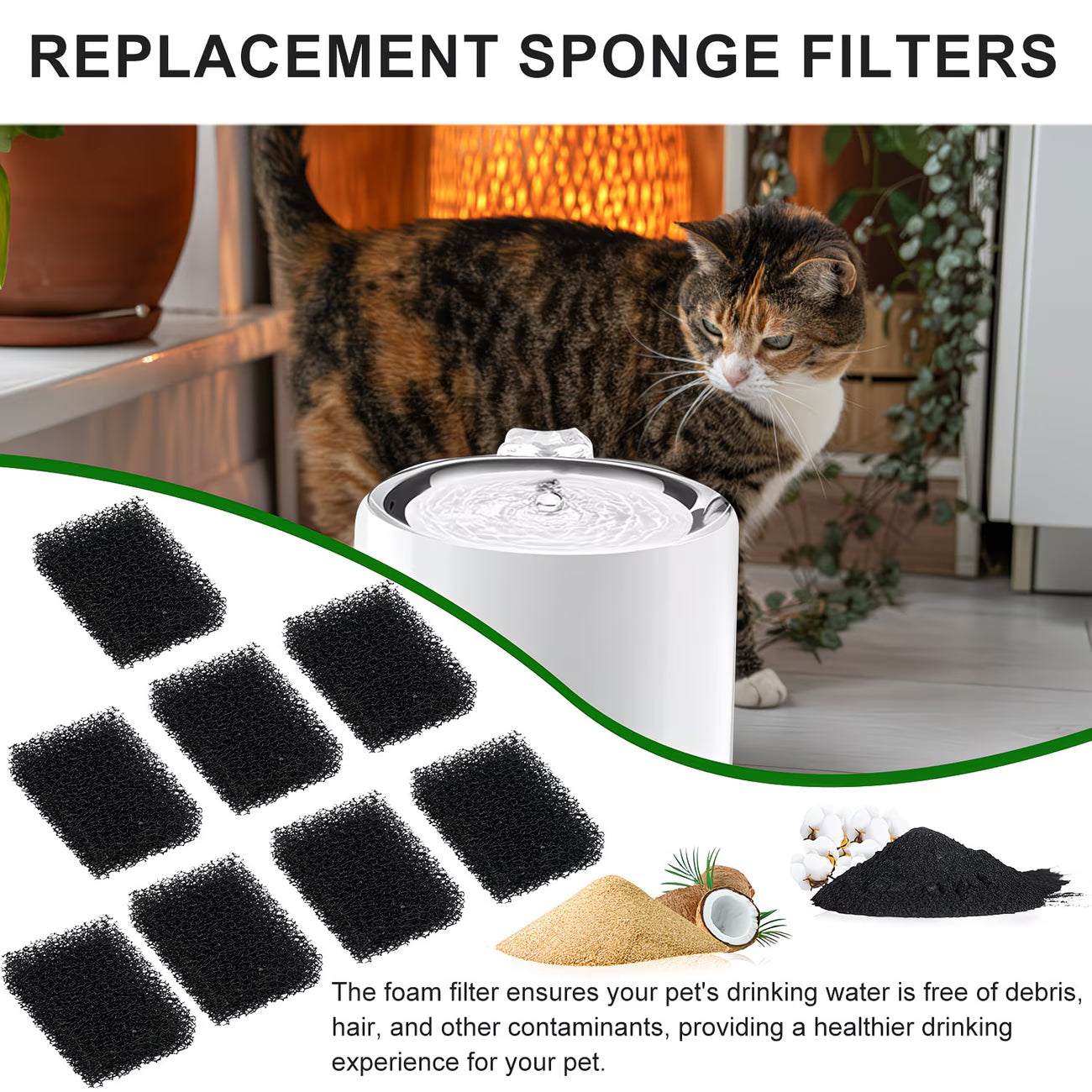 Pet Water Fountain Replacement Foam Filters, Pre-Filter Pads (10, 20, 30 Pack)