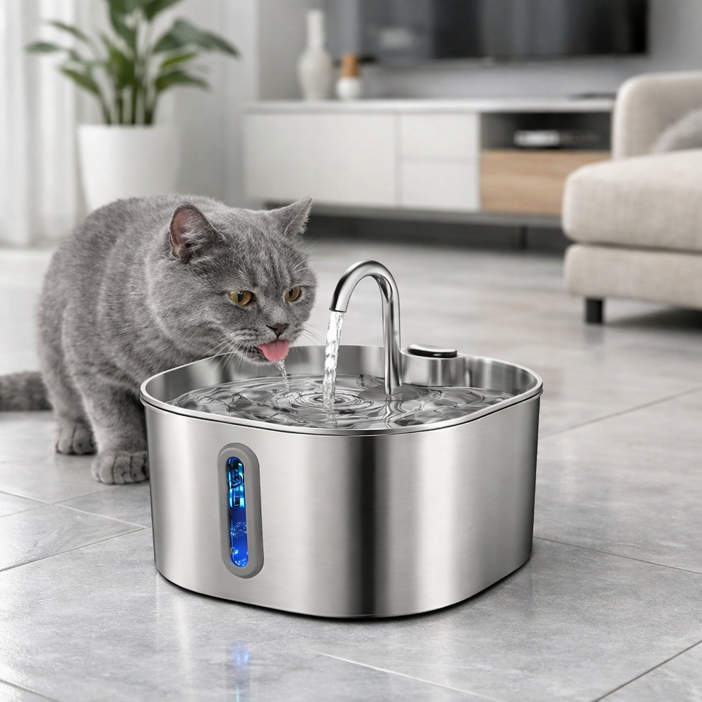 Stainless Steel Pet Water Fountain 2.2L