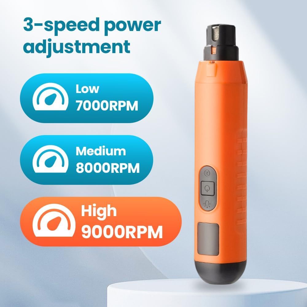 5-Speed USB Pet Nail Grinder with Dual LED Lights