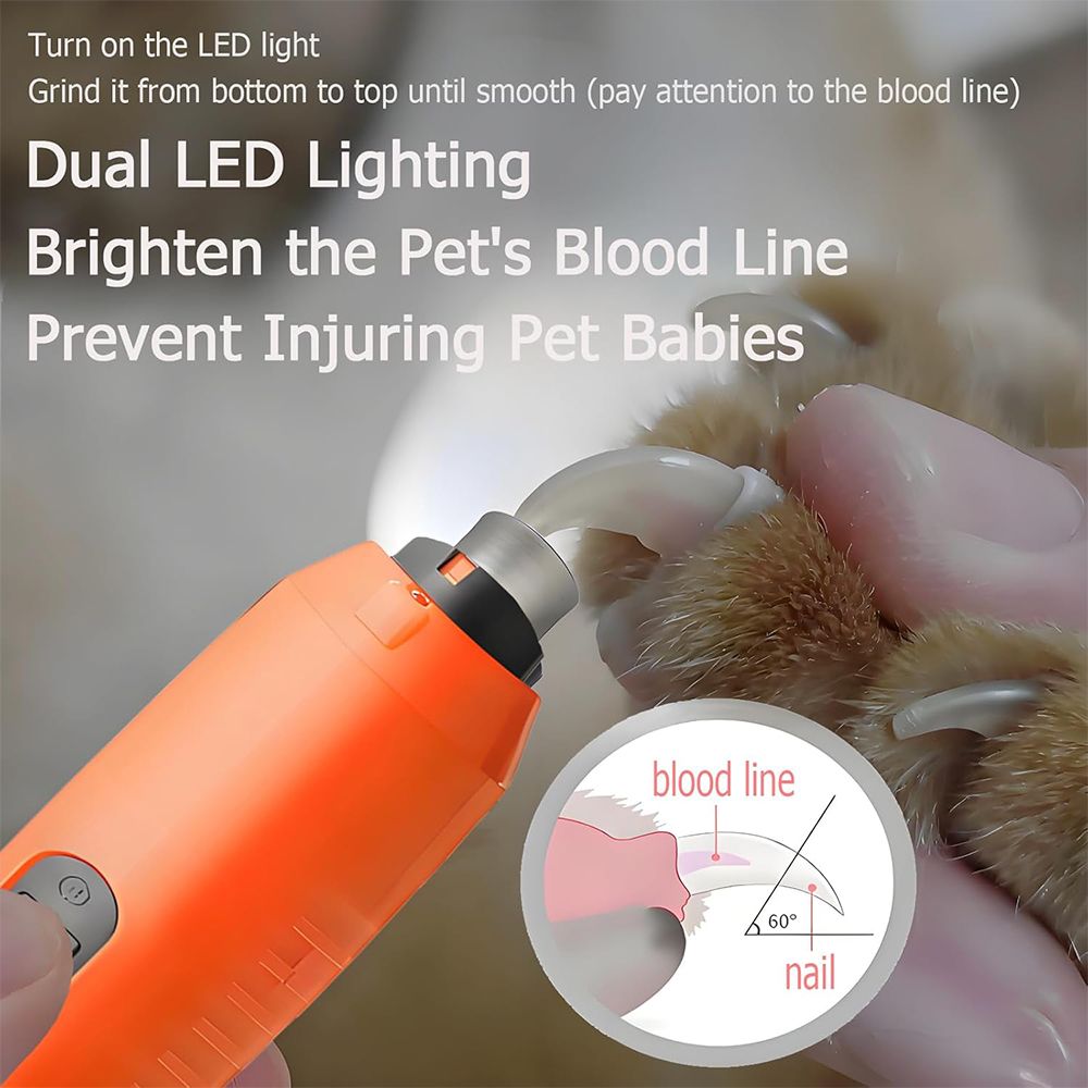 5-Speed USB Pet Nail Grinder with Dual LED Lights