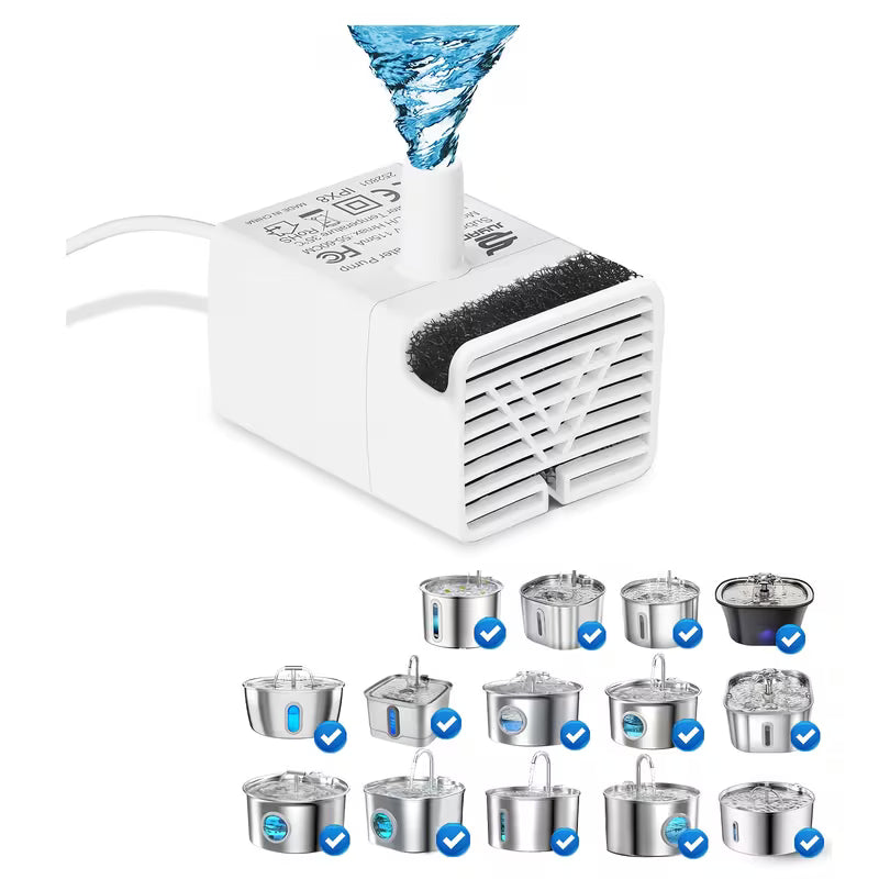 Quiet USB Replacement Pump for Pet Water Fountain, Stainless Compatible